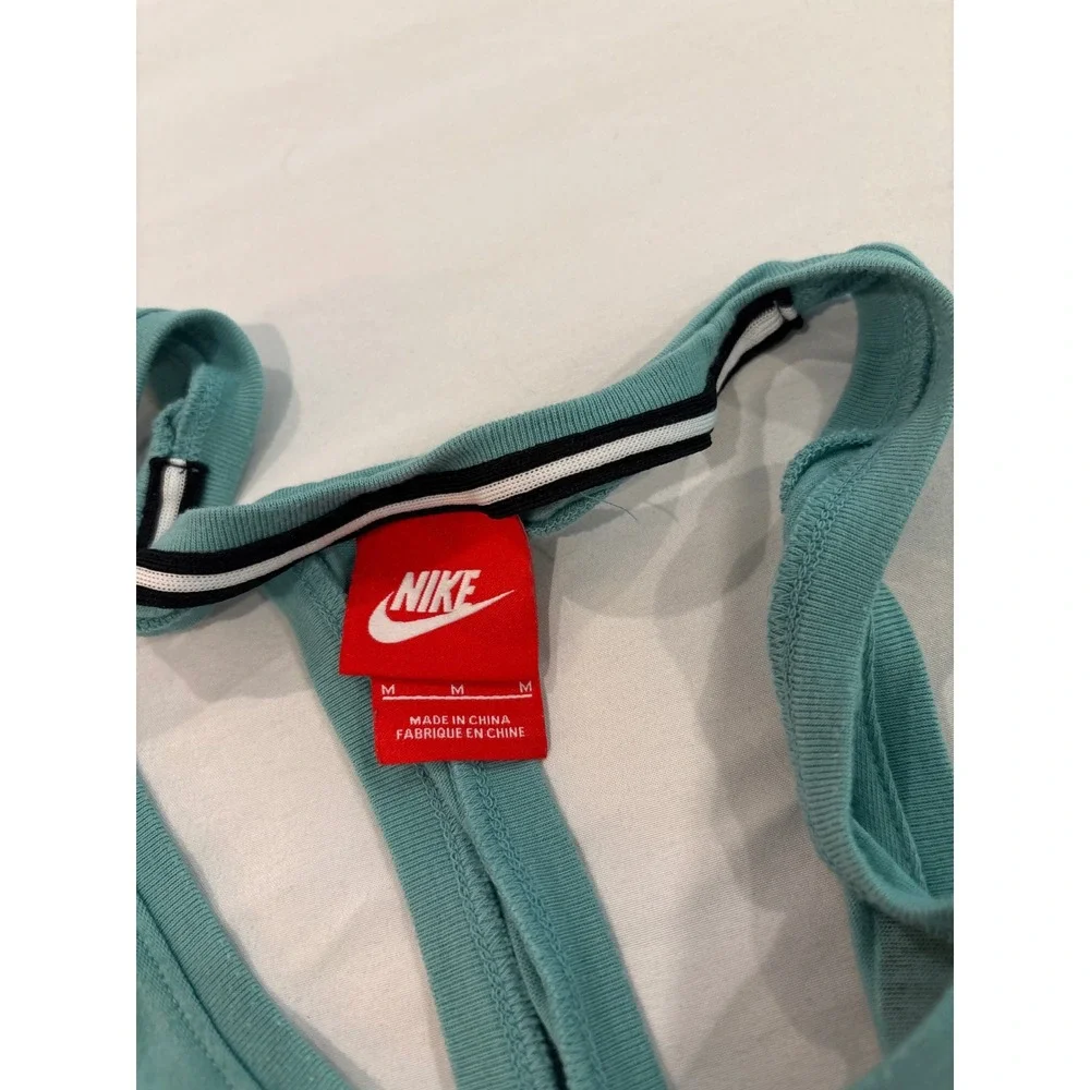 Nike Sportswear Women Teal Green Oversized Logo Racerback Crop Tank Top Medium‎